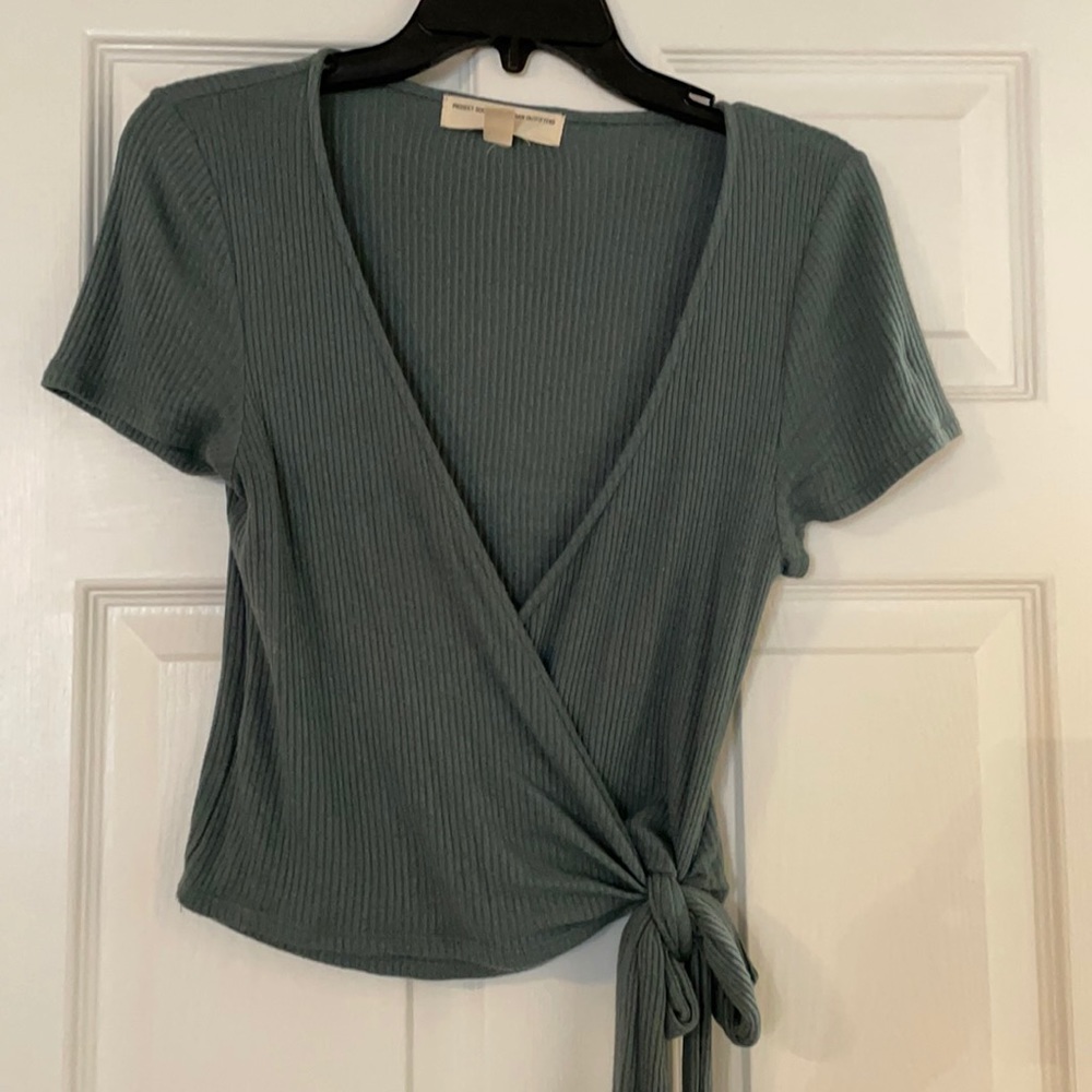 Urban Outfitters teal wrap crop top
